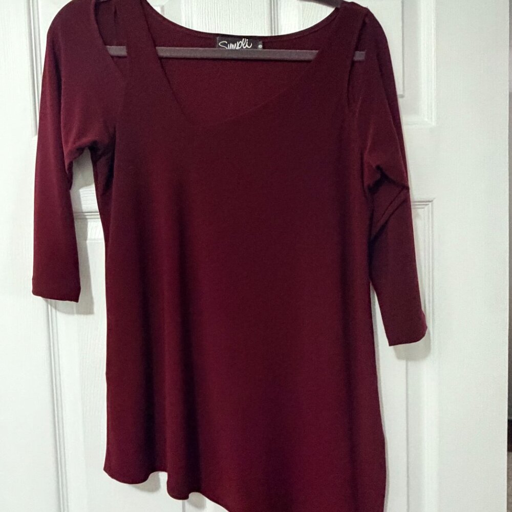 Sympli Cold Shoulder Pomegranate-colored Tunic Top Sz 10